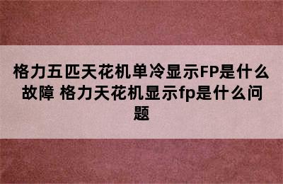 格力五匹天花机单冷显示FP是什么故障 格力天花机显示fp是什么问题